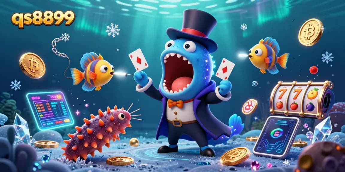 Experience immersive fun at qs8899 with a vibrant 3D illustration of a deep-sea casino adventure.