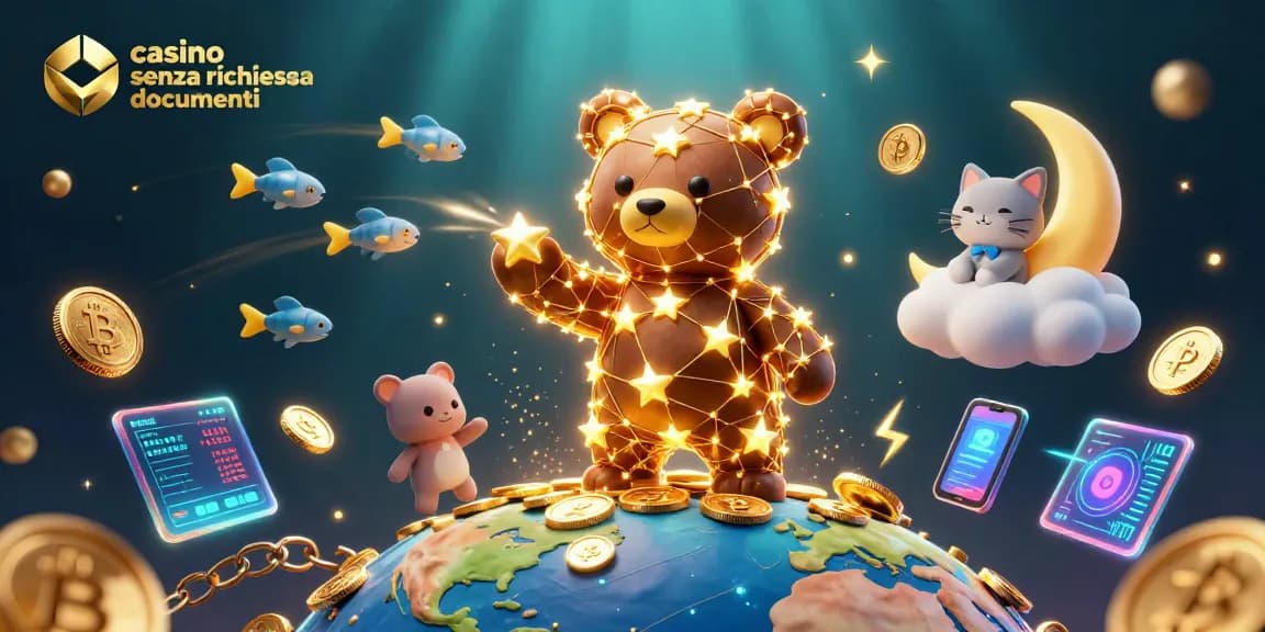 Illustrazione 3D di un'orsa di costellazione e pesci stellari per il casinò senza richiesta documenti.