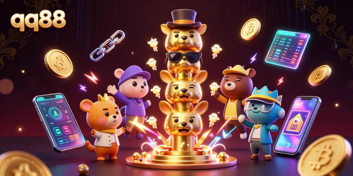 Engage with exciting casino experiences at qq88 featuring vibrant 3D characters and crypto elements.