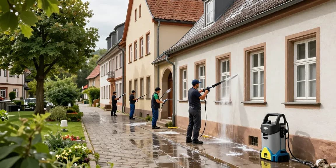 Fassadenreinigung Herborn mit umweltfreundlichen Mitteln für saubere Gebäude und Wege.