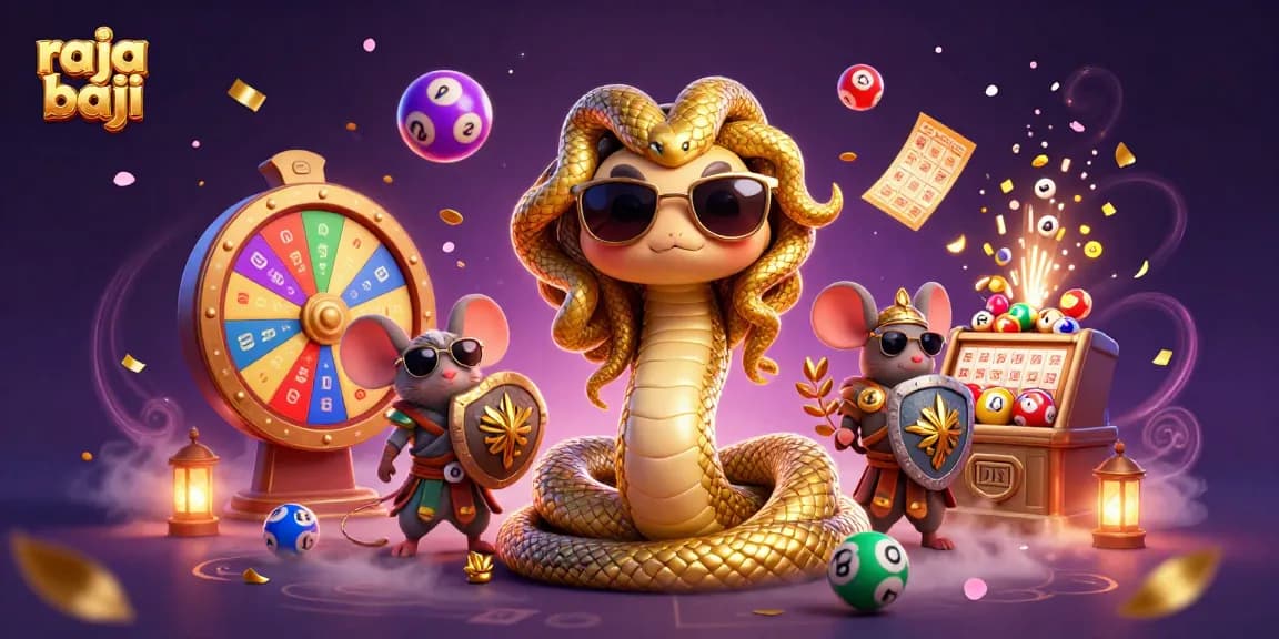 Engage with raja baji in a vibrant lottery-themed 3D illustration filled with excitement.