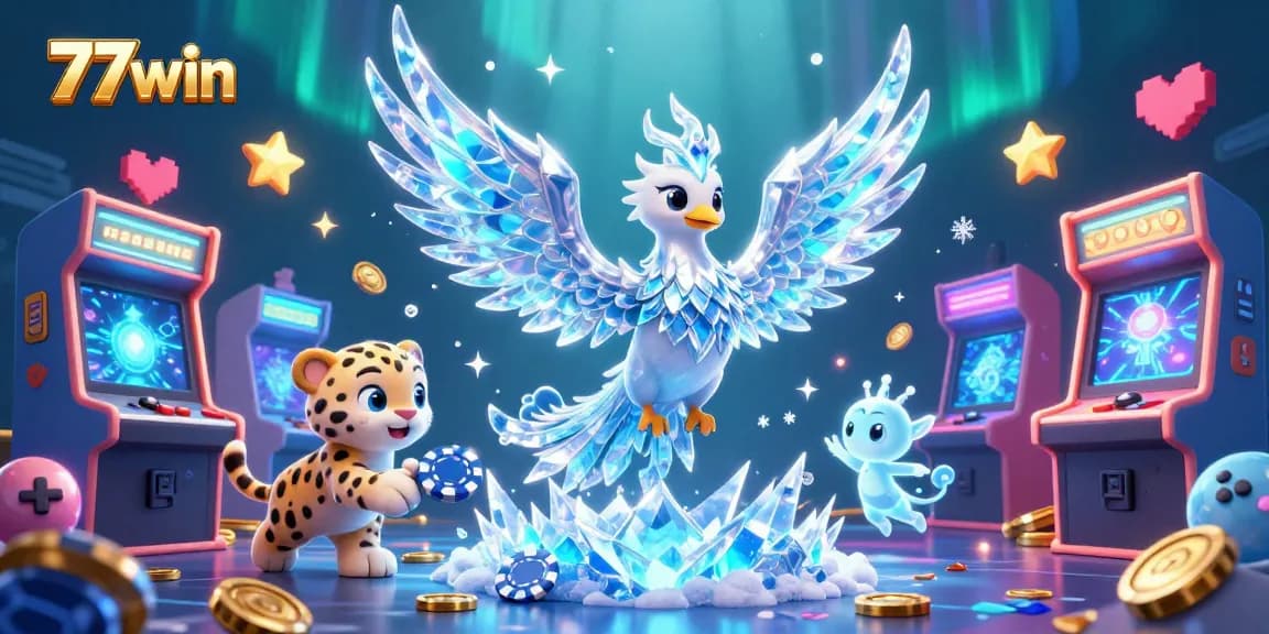 Experience thrilling gameplay at 77win with a vibrant casino scene featuring fun characters and games.