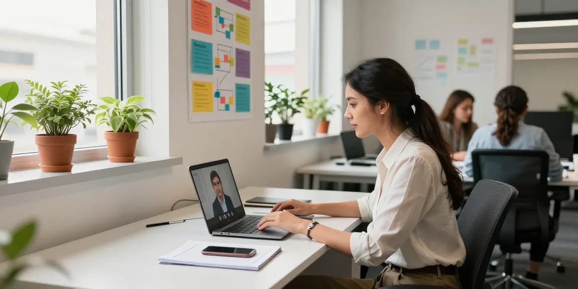 Team collaboration in a modern office setting, read more here for insights on workplace productivity.