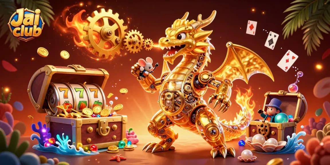Engage with Jai club's immersive slot adventure featuring a golden dragon and treasures.