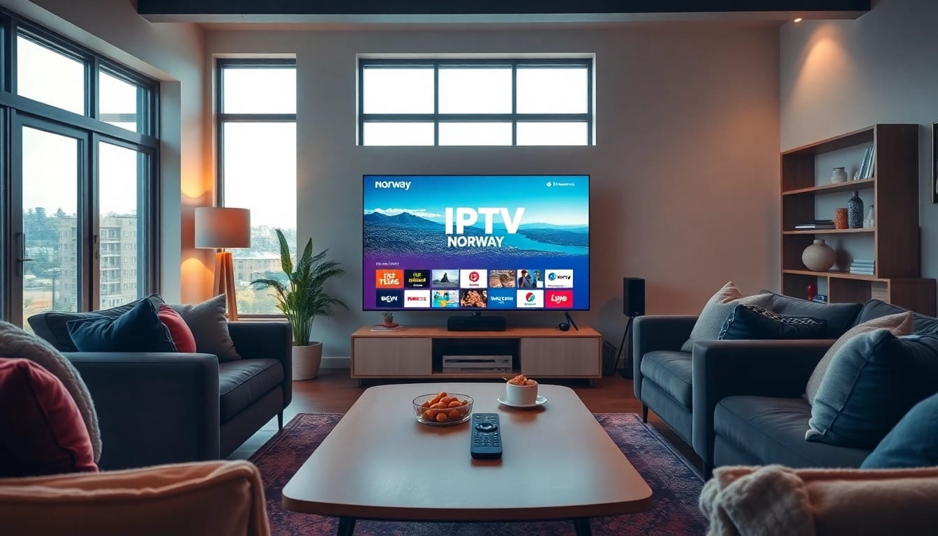 Enjoying IPTV Norway in a cozy setup with a modern TV and inviting decor.