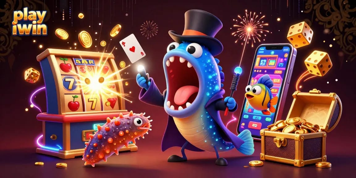 Play iwin and win big with thrilling magic acts in this captivating casino illustration.