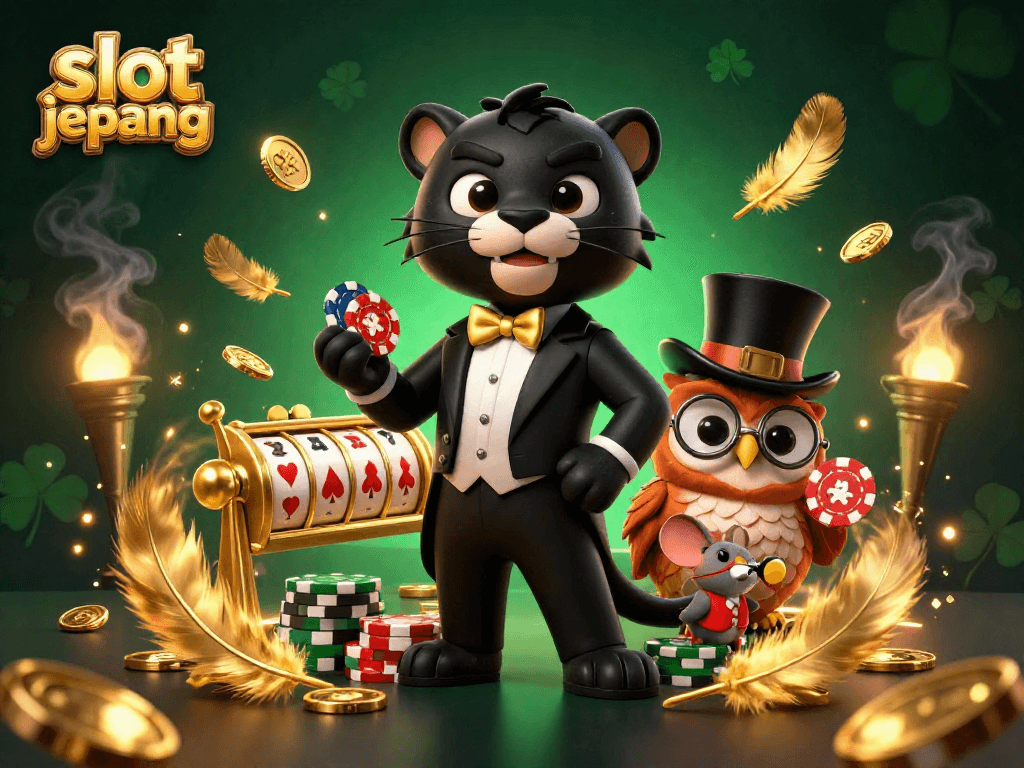 Engage with slot jepang featuring a stylish panther and charming characters in a dynamic casino setting.