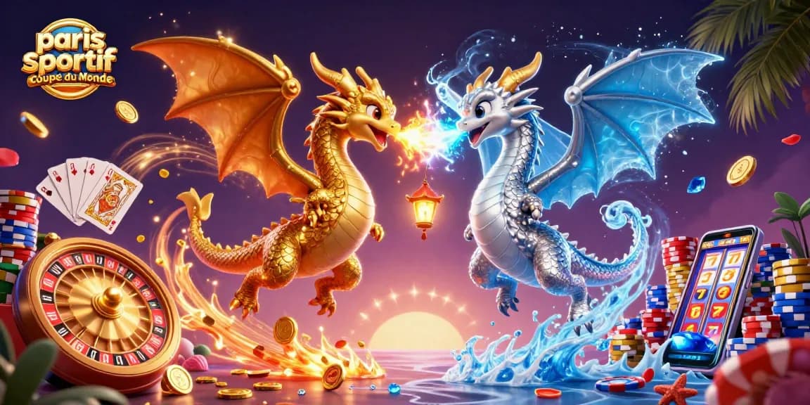 Plongez dans l'univers des paris sportif Coupe du Monde avec cette illustration fantastique de dragons et de jeux.