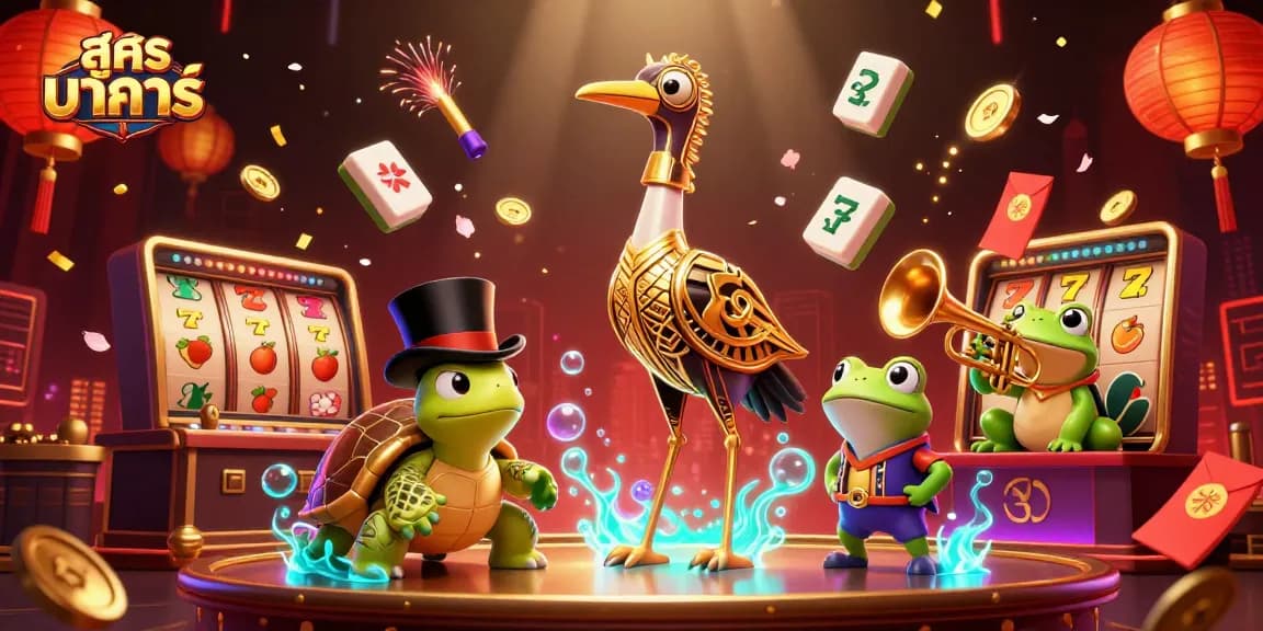 Experience winning strategies with สูตร บา ค่า ร่า in a vibrant 3D casino illustration featuring dynamic game elements.