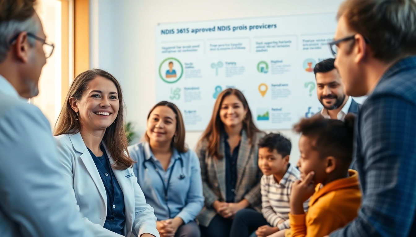 Families engaging with approved ndis providers for support services in a professional setting.