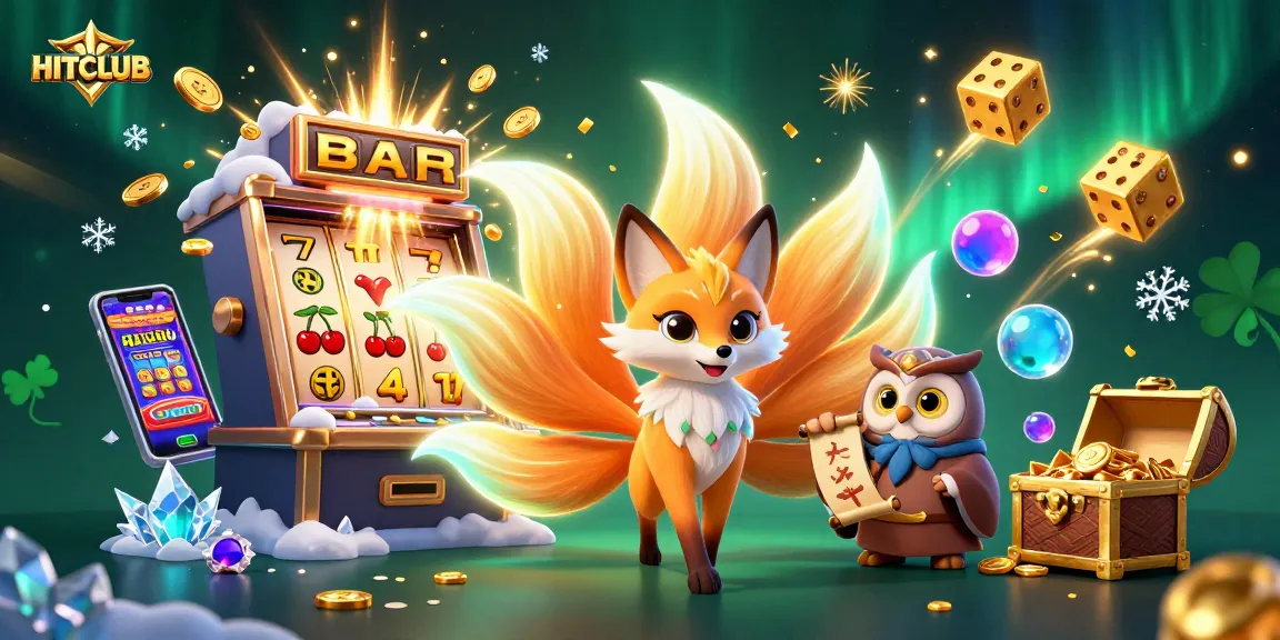 Engage with HITCLUB's vibrant world of gaming where a nine-tailed fox and wise owl unveil jackpots.