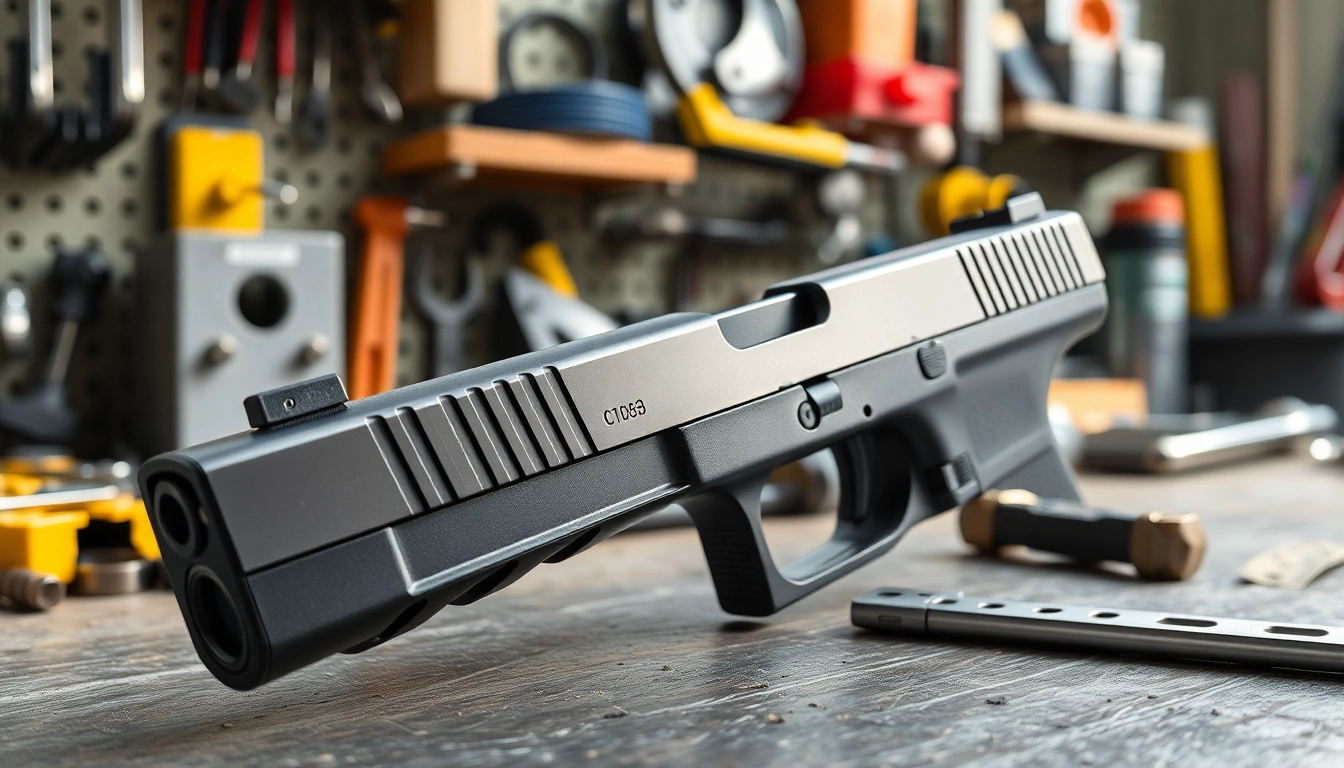 Inspecting a glock 17 slide for sale, highlighting precision engineering and quality features.
