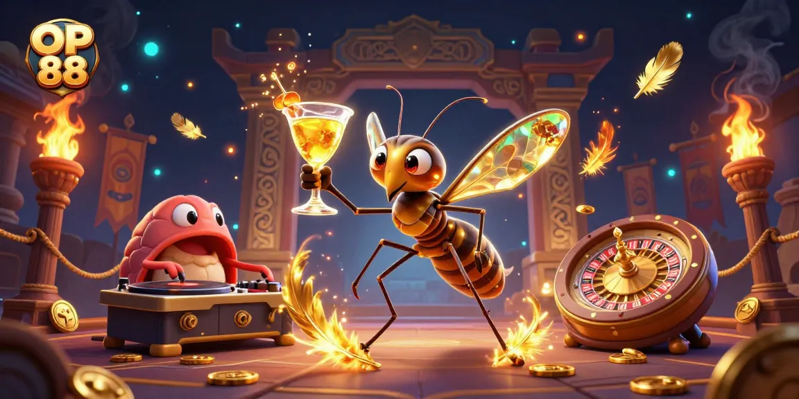 Experience exciting gameplay with OP 88 at a vibrant fantasy casino featuring various characters.