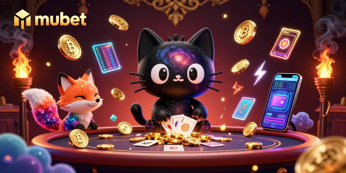 Engage with mubet at a cosmic casino featuring a black hole cat and vibrant elements.