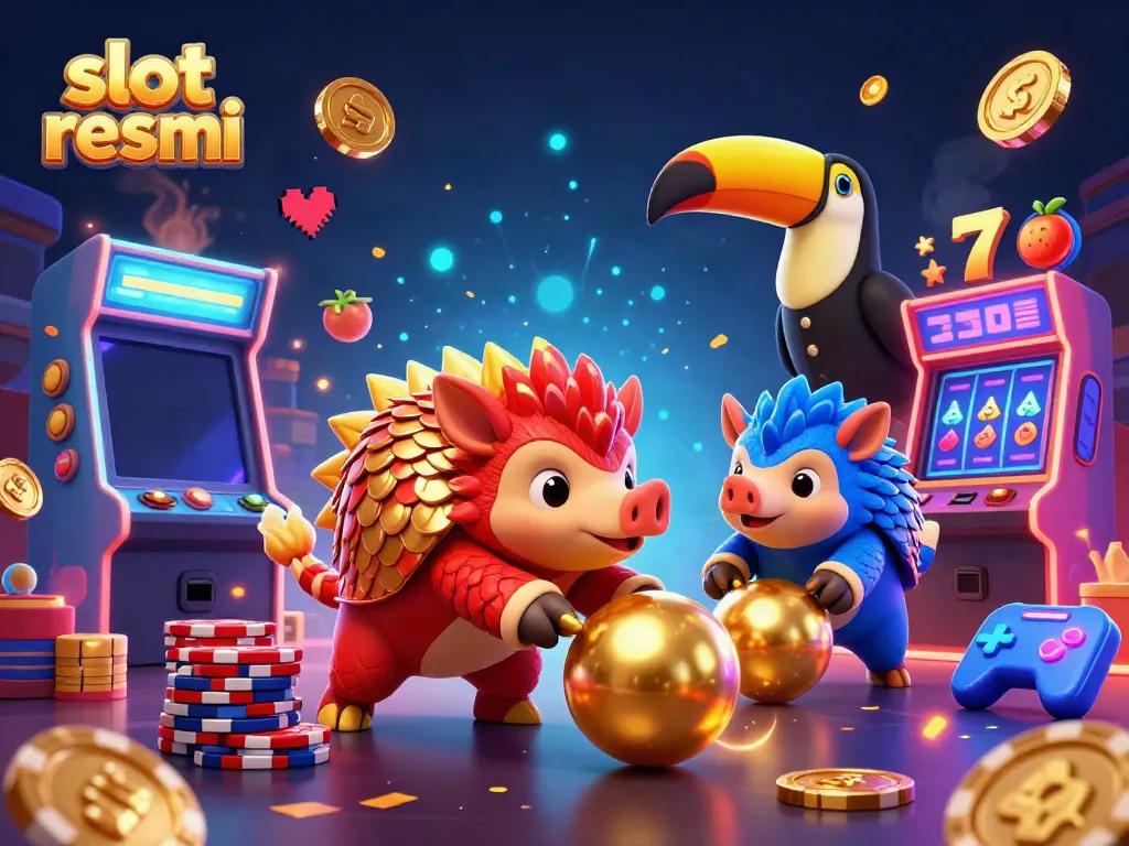 Win big with slot resmi as rival pangolins roll golden balls through poker chips.