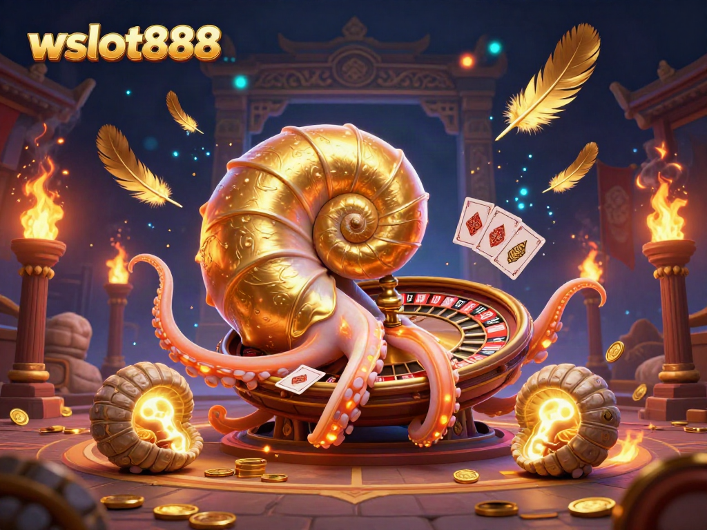 Kalahkan jackpot slot wslot888 dengan gambar 3D nautilus dan kartu yang bercahaya.