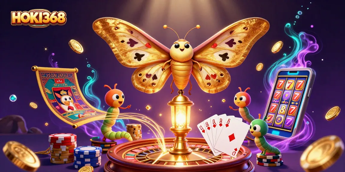 Experience thrilling wins with HOKI368 in an exciting 3D casino scene filled with vibrant game elements.