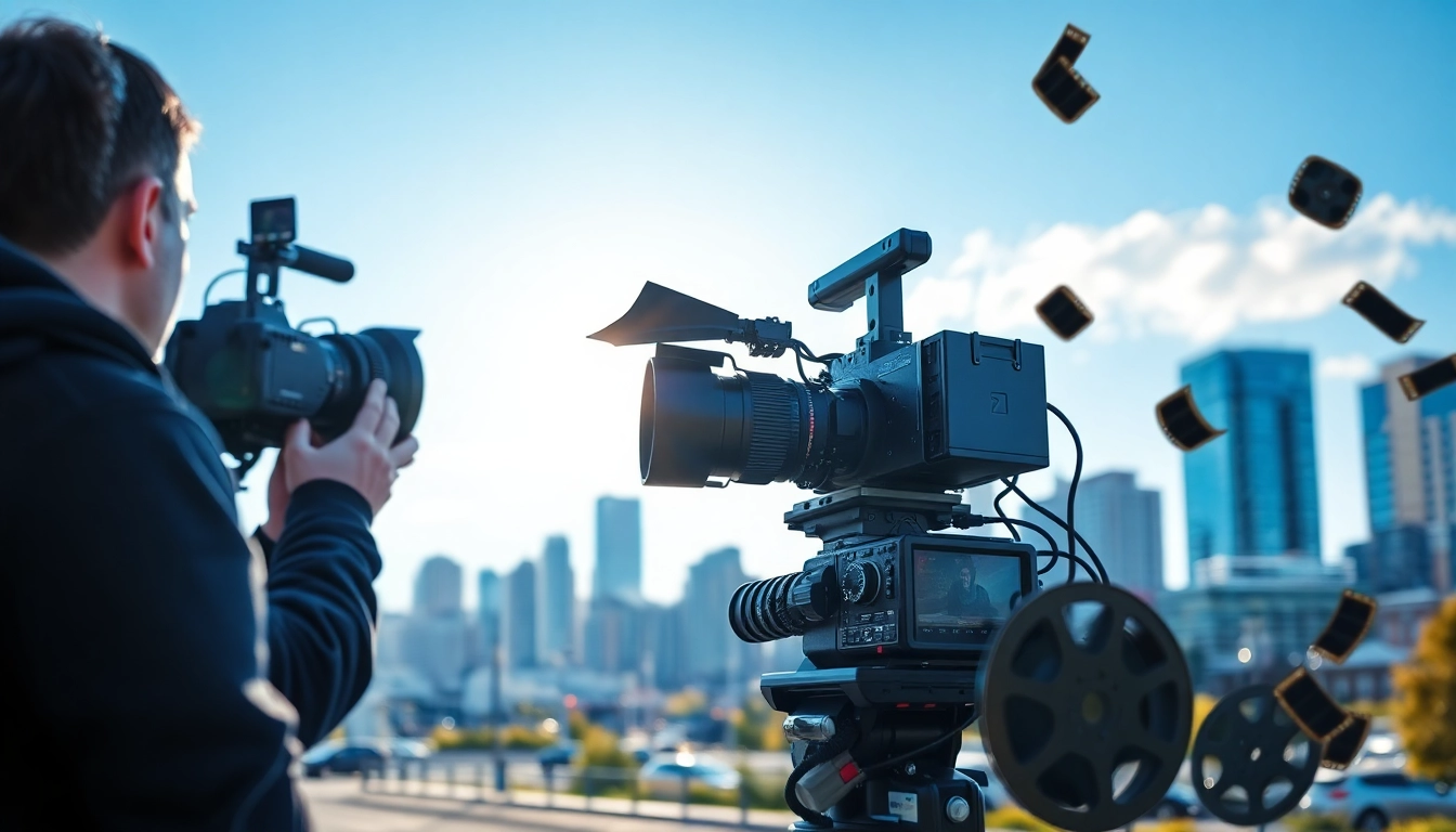 Creating engaging video production edmonton scenes with a dynamic film crew in action.