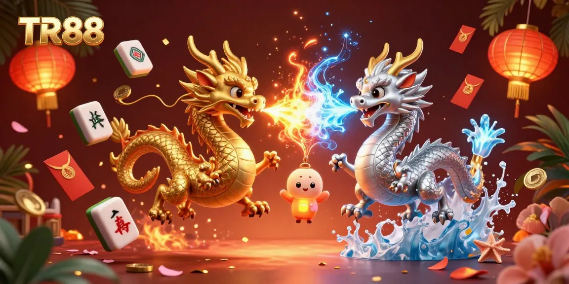 Boost your gaming experience with TR88 through vibrant dragon-themed casino illustration.