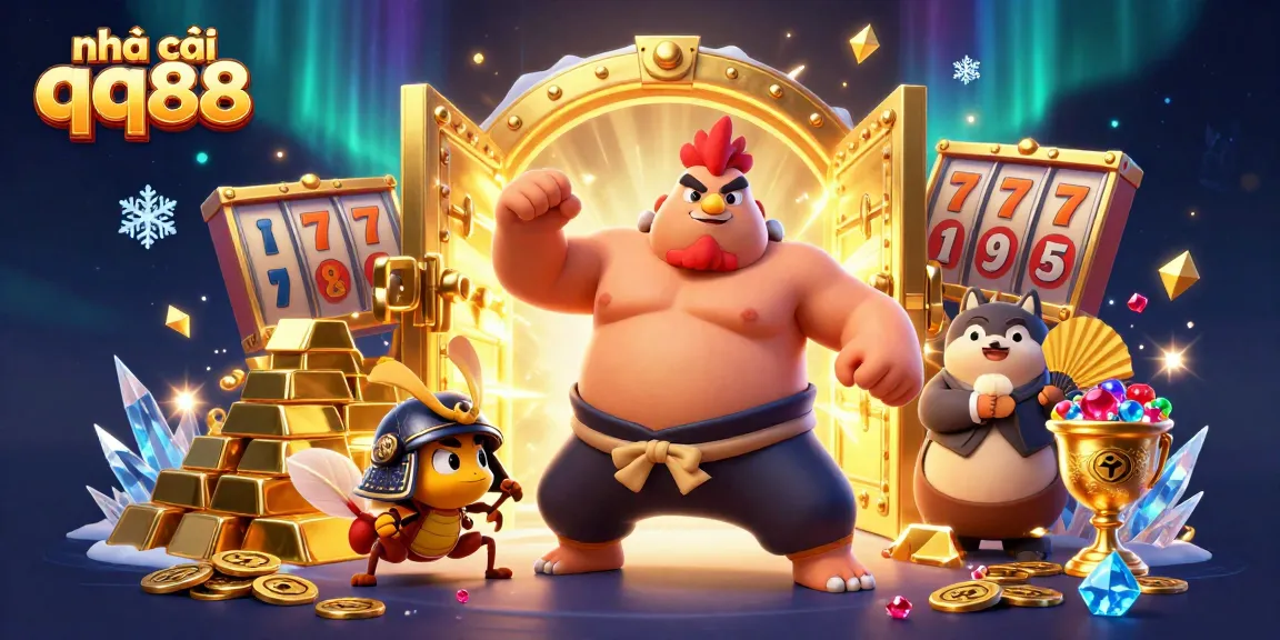 Engage with nhà cái qq88 and experience thrilling action with vibrant 3D casino characters and dynamic gold elements.