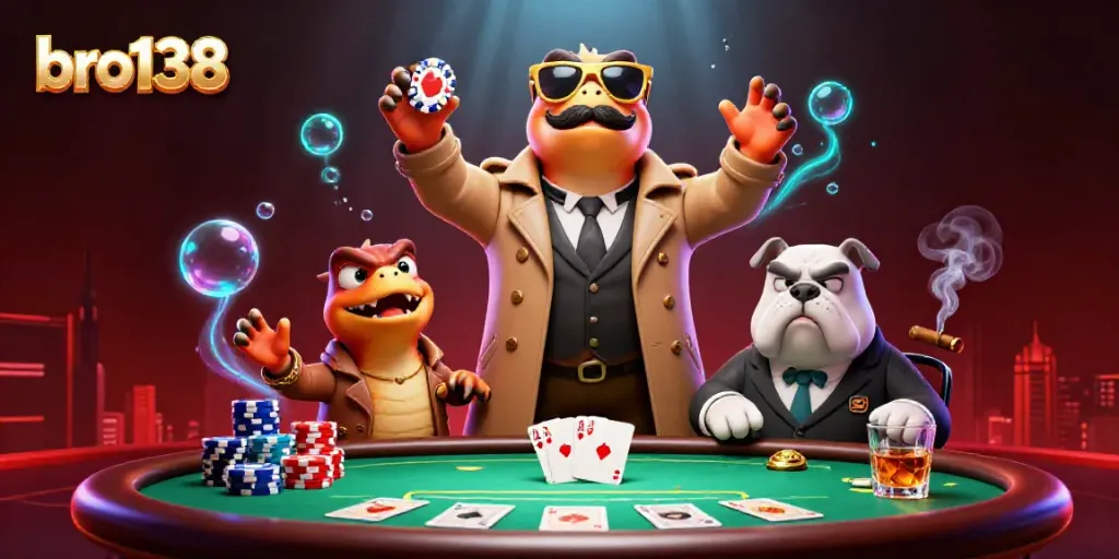 Experience bro138 excitement with cartoon raptors trying to enter a VIP casino.