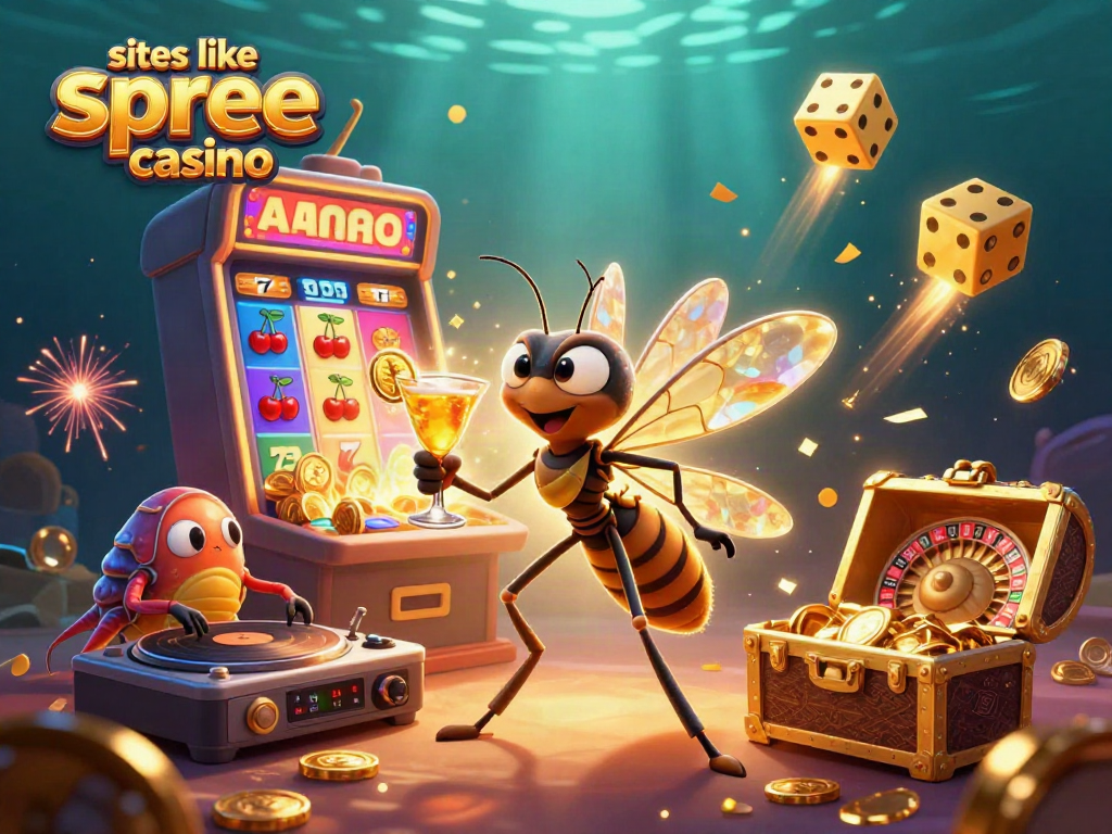 Experience thrilling games like Spree Casino with vibrant 3D elements illustrating excitement and prizes.