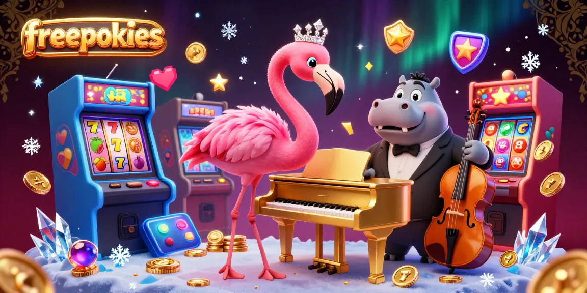 Experience the excitement of freepokies with dynamic slot reels and vibrant casino characters.