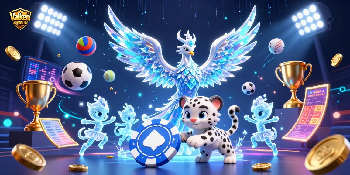 Play strategically with Valken Legal firm, showcasing a snow leopard cub and ice phoenix amid vibrant casino elements.