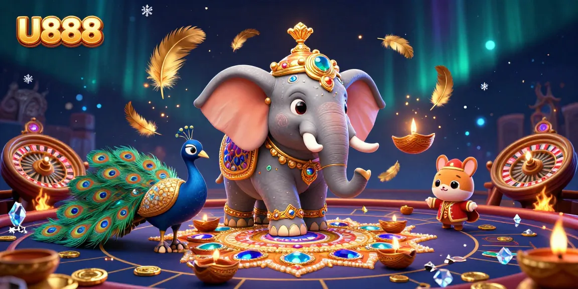 Celebrate winning experiences at U888 with vibrant casino elements and festive characters in a 3D illustration.
