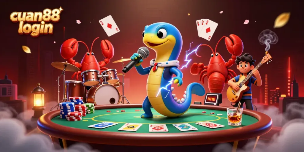 Experience the cuan88 login thrill with animated characters in an underwater casino scene.
