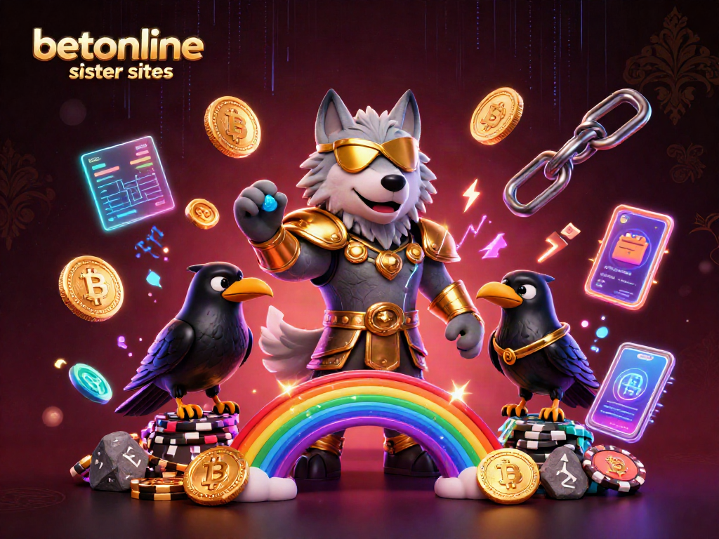Experience winning at betonline sister sites with Odin and ravens, amidst vibrant casino elements.