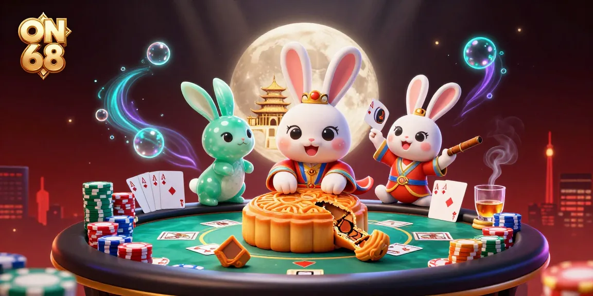 Engage in thrilling gameplay at ON 68 featuring the moon rabbit and poker riches.
