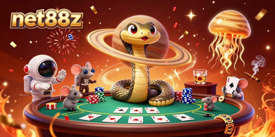 Engage in thrilling betting action with net88z, a scene of vibrant casino fun featuring cartoon characters.