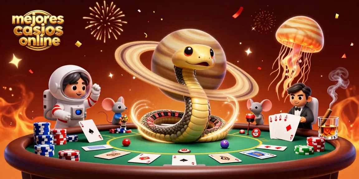 Descubre los mejores casinos online con una divertida escena de juego cósmico.