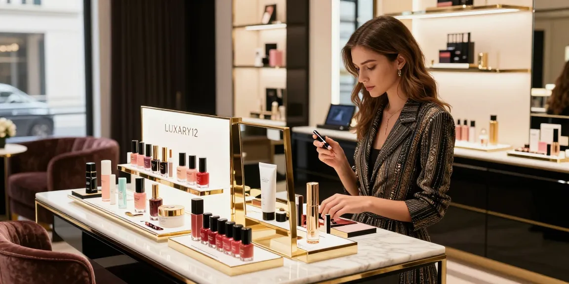 Belanja produk kecantikan LUXURY12 di butik modern dengan suasana mewah.