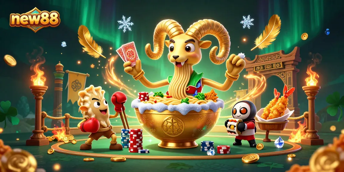 Join the action at new88 with a vibrant scene featuring unique casino characters in an energetic game.