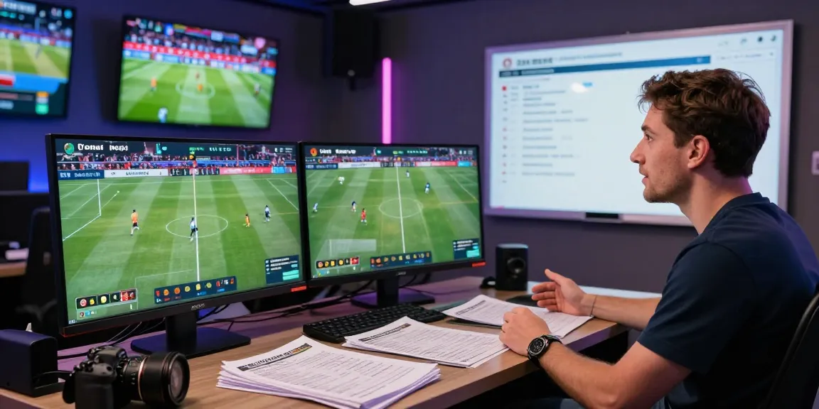 Sports analyst analyzing soccer betting predictions on CIKA4D platform with interactive digital tools