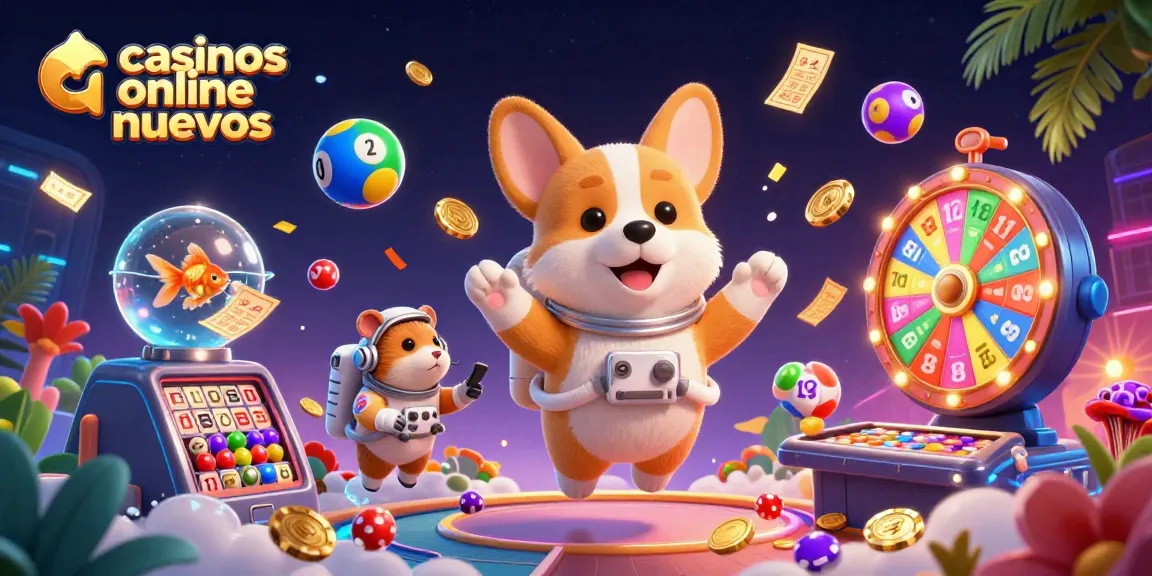 Casinos online nuevos interactúan con un astronauta, un hámster emisor y un pez en un casino del espacio.