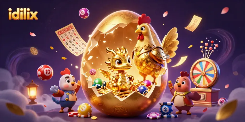 Engaging scene of idlix-themed casino art showing a golden dragon amidst dynamic gambling elements.