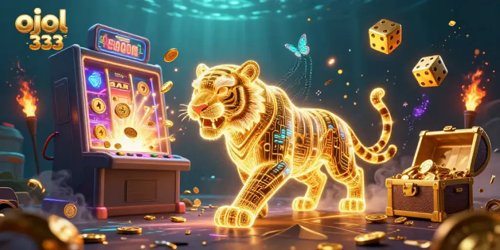 Experience thrilling gaming with ojol 333 as the golden tiger leads a jackpot explosion in an exciting casino.
