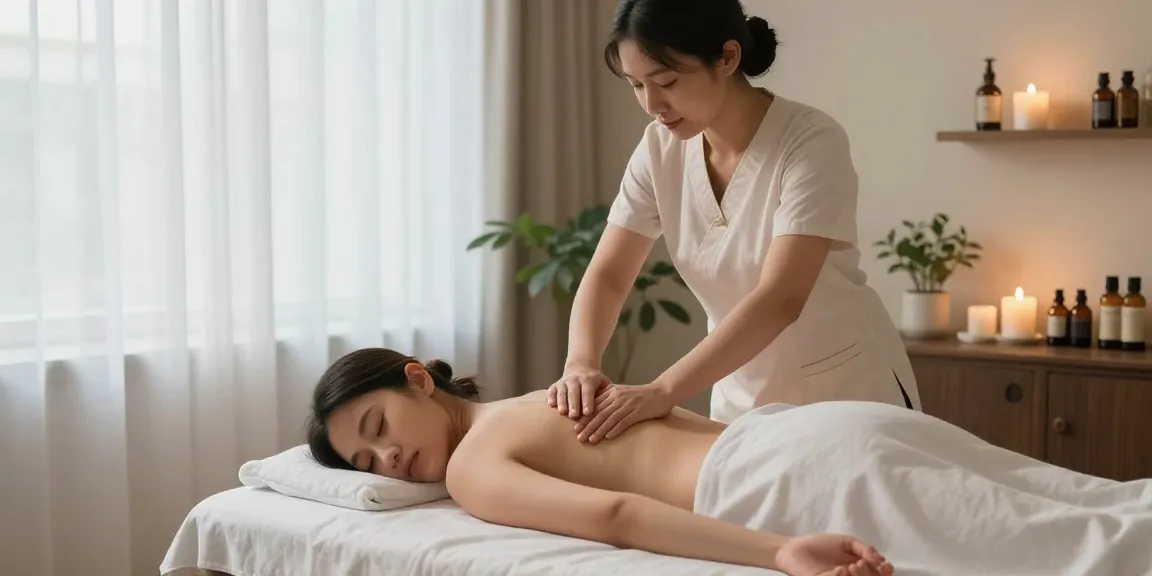 마사지로 편안하게 휴식을 취하는 모습의 1인샵 내부