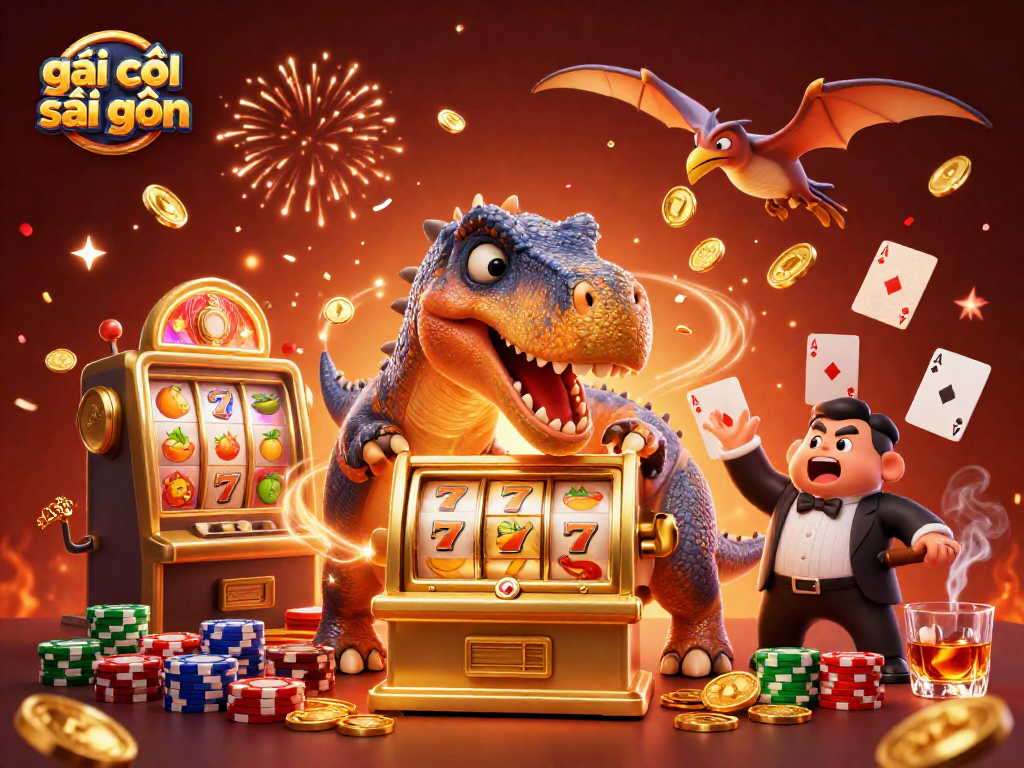 Catch golden coins with every spin at gái gọi sài gòn's vibrant casino scene featuring dinosaurs.
