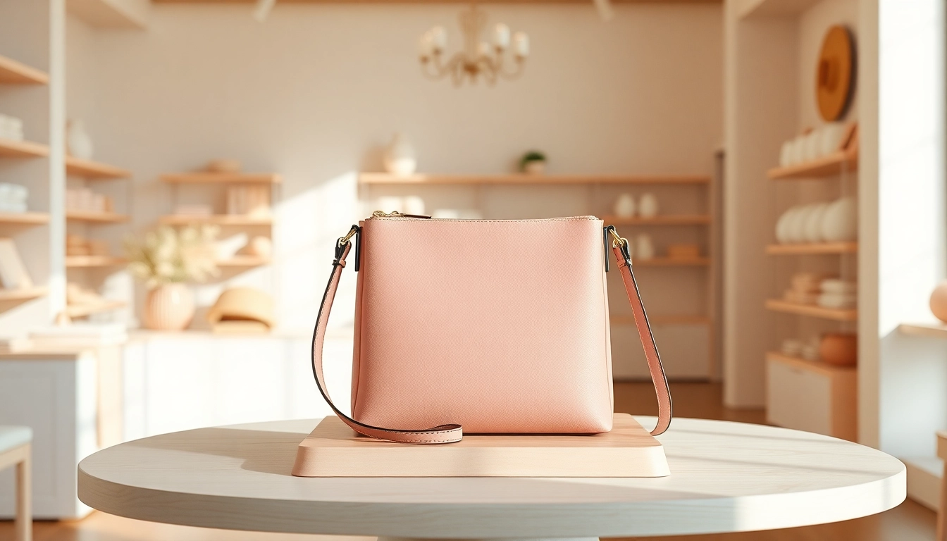 Stylish crossbody shoulder purse showcased in a chic boutique with natural lighting.