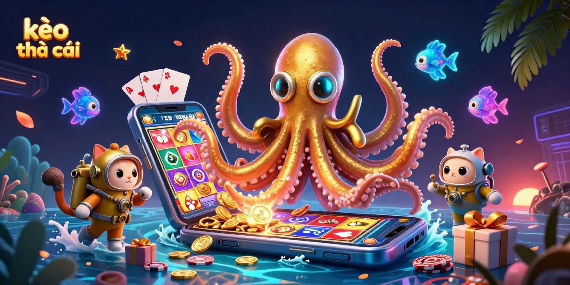 Win at kèo nhà cái with a vibrant 3D scene of fortune and luck embodying gambling excitement.