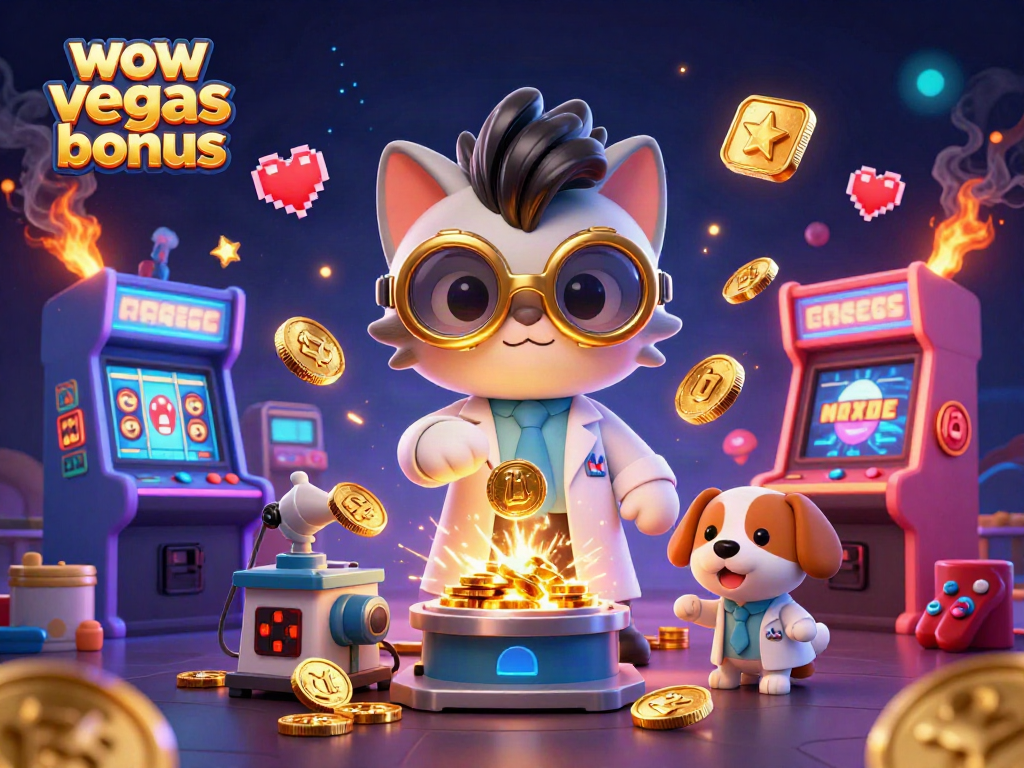Spin and win with the wow vegas bonus in a vibrant 3D casino illustration showcasing gaming thrills.