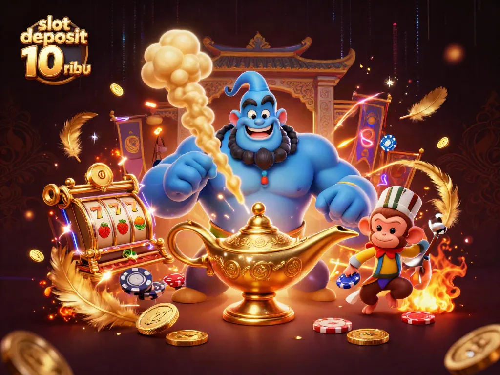 Experience the excitement of slot deposit 10 ribu with a magical genie and casino action.