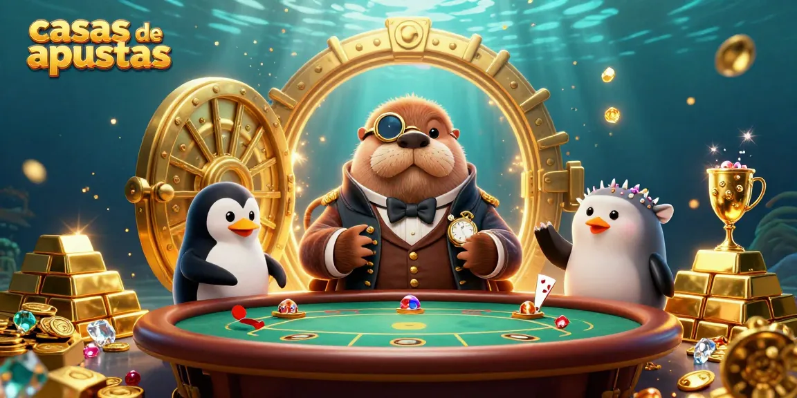 Apostadores en casas de apuestas bajo el mar, jugando al póker entre tesoros y gemas.