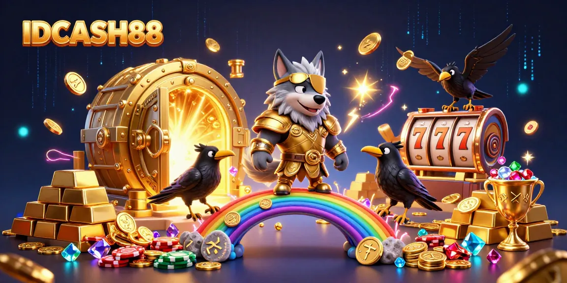 Play with IDCASH88 for a chance to win big as Odin the wolf guards treasure-filled slots.