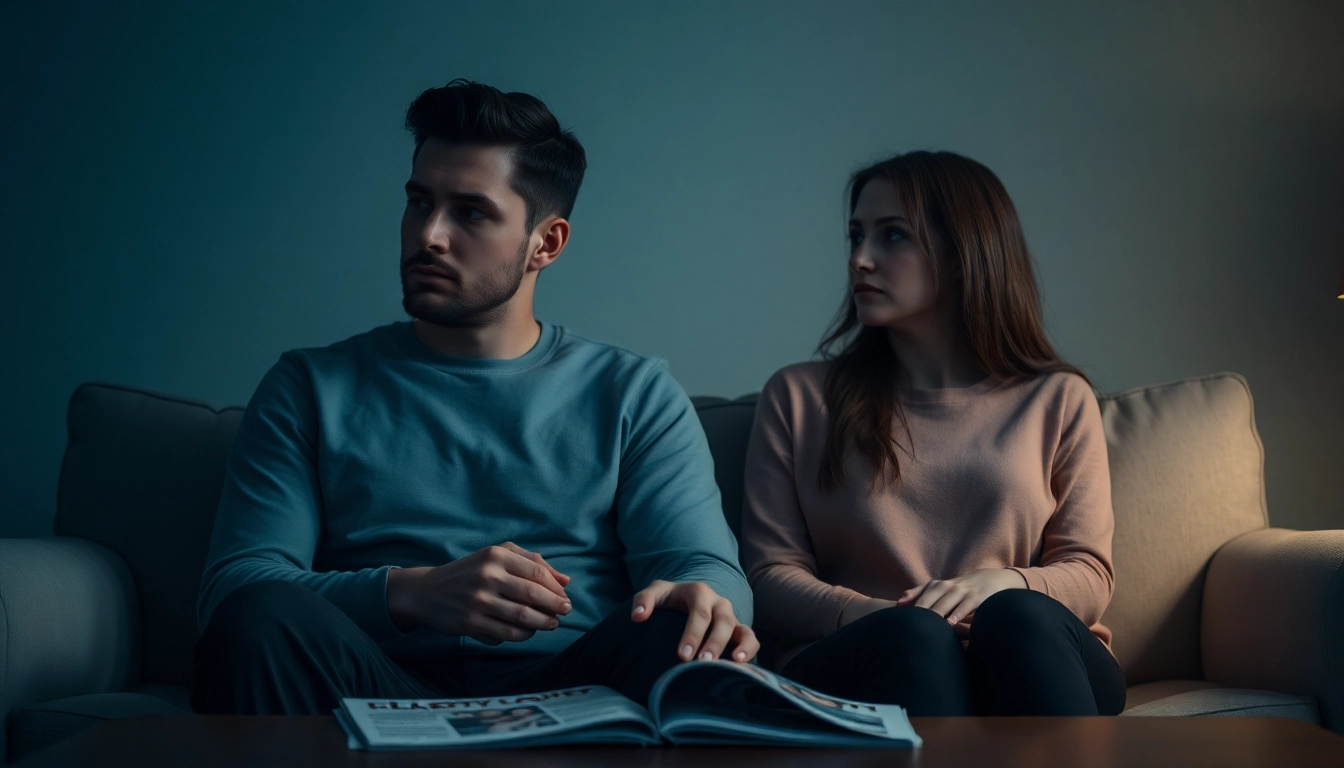 Investigating signs of emotional infidelity in relationship as a couple sits on a couch showing distance.