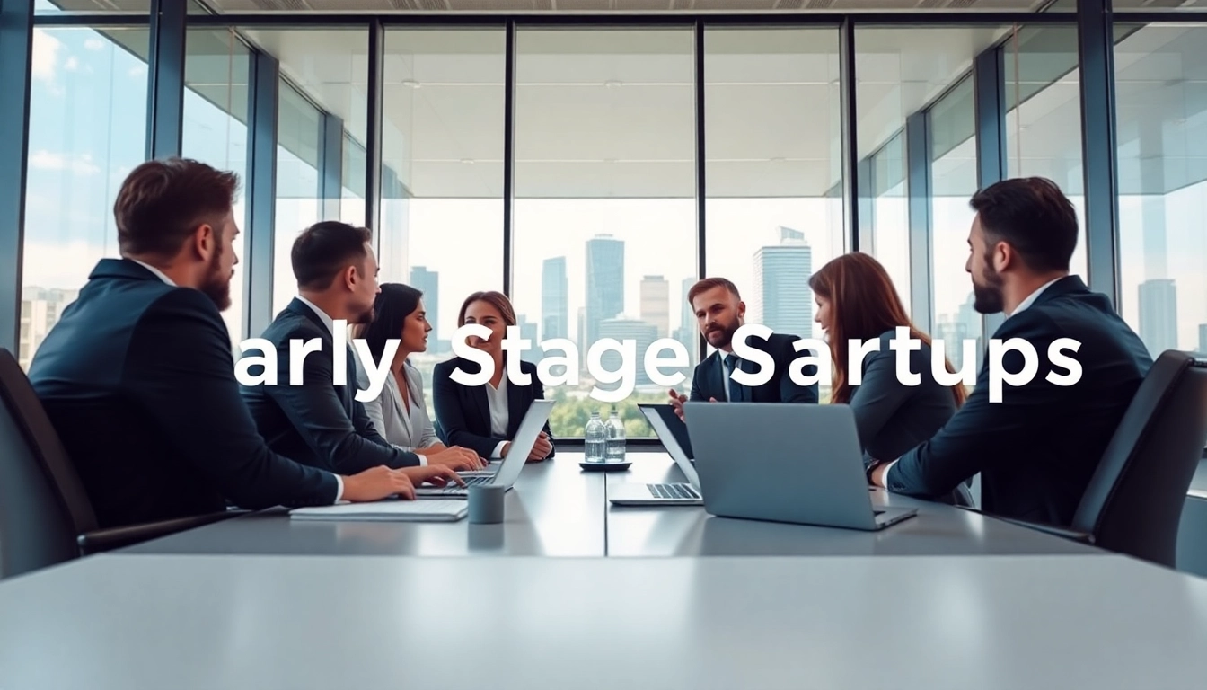 Engaging professionals discussing Early Stage Investing in a modern conference room.